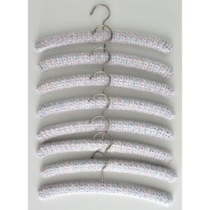 Set of 8 Vintage Crochet Yarn Covered Children's Kids Pink Blue Clothing Hangers